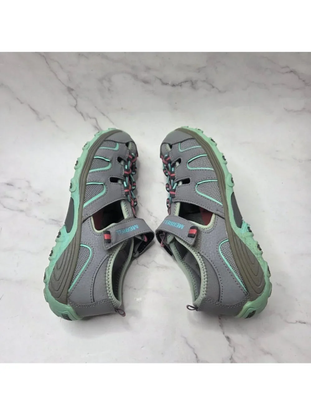 Merrell Hydro H2O Closed Toe Sandals Grey Teal Hiking Outdoors Youth Girls 5